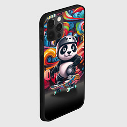 Чехол для iPhone 12 Pro Max Панда - крутой скейтбордист на фоне граффити, цвет: 3D-черный — фото 2
