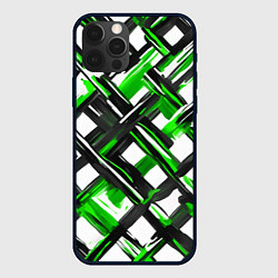 Чехол iPhone 12 Pro Max Зелёные и чёрные мазки