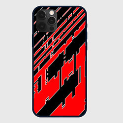 Чехол для iPhone 12 Pro Max Киберпанк линии красные, цвет: 3D-черный