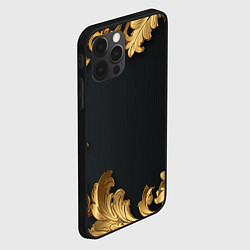 Чехол для iPhone 12 Pro Max Золотистые узоры на черном, цвет: 3D-черный — фото 2