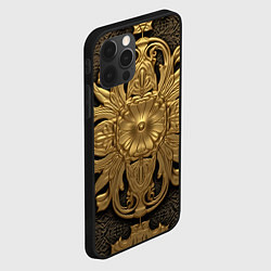 Чехол для iPhone 12 Pro Max Золотой обстрактный узор, цвет: 3D-черный — фото 2