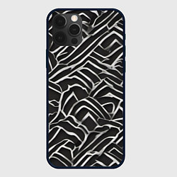 Чехол iPhone 12 Pro Max Абстракция черное серебро
