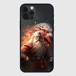 Чехол для iPhone 12 Pro Max Дед Мороз и символ года, цвет: 3D-черный