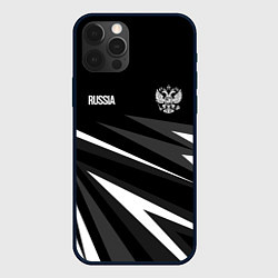 Чехол iPhone 12 Pro Max Russia - black and white geometry