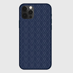 Чехол для iPhone 12 Pro Max Серо-синий геометричные линии, цвет: 3D-черный