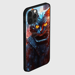 Чехол для iPhone 12 Pro Max Пламенный кот в стиле киберпанк, цвет: 3D-черный — фото 2