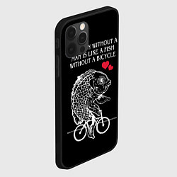 Чехол для iPhone 12 Pro Max Рыба феминистка едет на велосипеде, цвет: 3D-черный — фото 2