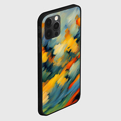 Чехол для iPhone 12 Pro Max Жёлтые и синие мазки, цвет: 3D-черный — фото 2