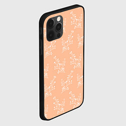 Чехол для iPhone 12 Pro Max Белые ветки на персиковом фоне, цвет: 3D-черный — фото 2