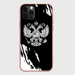 Чехол для iPhone 12 Pro Max Герб великой страны Россия краски, цвет: 3D-светло-розовый