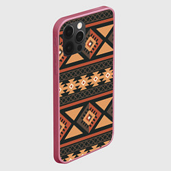 Чехол для iPhone 12 Pro Max Этническая геометрия с ромбами - паттерн, цвет: 3D-малиновый — фото 2