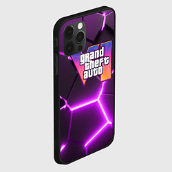 Чехол для iPhone 12 Pro Max GTA 6 лого на фоне разлома фиолетовых плит, цвет: 3D-черный — фото 2