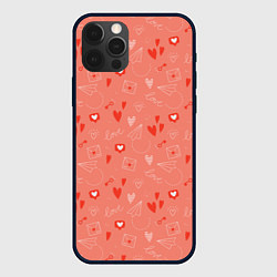 Чехол iPhone 12 Pro Max Love heart message pattern