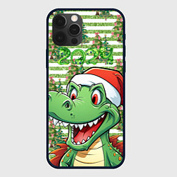 Чехол для iPhone 12 Pro Max Зеленый радостный дракон новогодний, цвет: 3D-черный