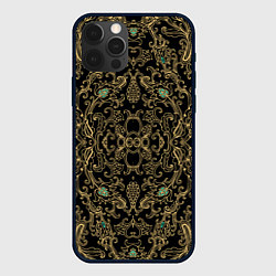 Чехол для iPhone 12 Pro Max Славянский этнический орнамент с позолотой, цвет: 3D-черный
