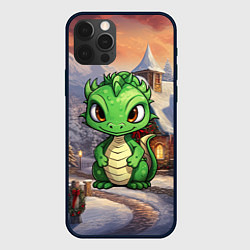 Чехол для iPhone 12 Pro Max Дракон и новогодний город, цвет: 3D-черный