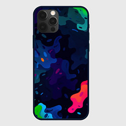 Чехол iPhone 12 Pro Max Яркие кислотная разноцветные пятна в виде камуфляж