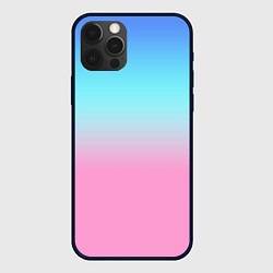 Чехол для iPhone 12 Pro Max Синий и голубо-розовый градиент, цвет: 3D-черный