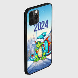Чехол для iPhone 12 Pro Max Дракон новогодний в синей шапке, цвет: 3D-черный — фото 2