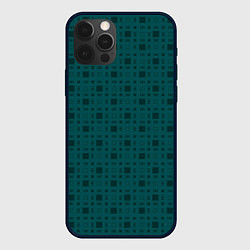 Чехол для iPhone 12 Pro Max Зелёный квадраты паттерн, цвет: 3D-черный