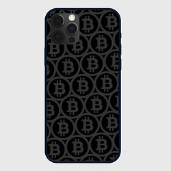 Чехол для iPhone 12 Pro Max Биткоин патерн, цвет: 3D-черный