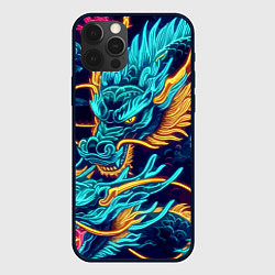 Чехол для iPhone 12 Pro Max Два неоновых дракона - ирезуми, цвет: 3D-черный