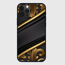 Чехол для iPhone 12 Pro Max Лепнина объемные узоры золотые, цвет: 3D-черный