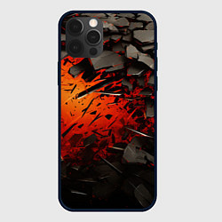 Чехол iPhone 12 Pro Max Черные камни на красном взрыв
