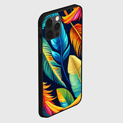 Чехол для iPhone 12 Pro Max Пёстрые пёрышки попугаев, цвет: 3D-черный — фото 2