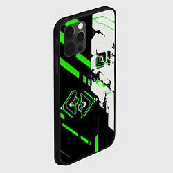 Чехол для iPhone 12 Pro Max Зелёные и чёрные техно линии, цвет: 3D-черный — фото 2