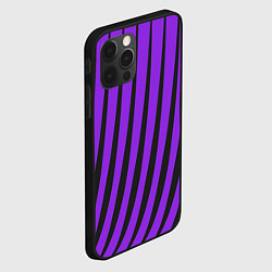 Чехол для iPhone 12 Pro Max Неоновый фиолетовый полосатый, цвет: 3D-черный — фото 2