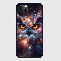 Чехол для iPhone 12 Pro Max Портрет абстрактной совы в космическом пространств, цвет: 3D-черный