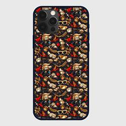 Чехол для iPhone 12 Pro Max Паттерн из красных абстрактных очков, цвет: 3D-черный