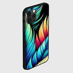 Чехол для iPhone 12 Pro Max Color feathers - neon, цвет: 3D-черный — фото 2