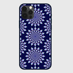 Чехол для iPhone 12 Pro Max Криптовалюта Эфириум паттерн по кругу на синем, цвет: 3D-черный