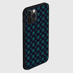 Чехол для iPhone 12 Pro Max Паттерн сине-зелёный лепестки, цвет: 3D-черный — фото 2