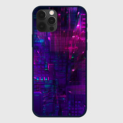 Чехол для iPhone 12 Pro Max Неоновые огни квадратов, цвет: 3D-черный
