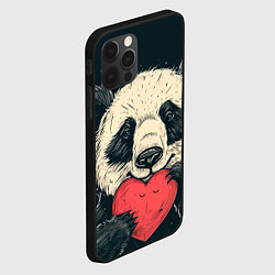 Чехол для iPhone 12 Pro Max Влюбленная панда обнимает сердечко, цвет: 3D-черный — фото 2
