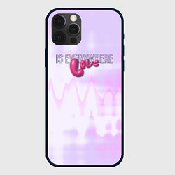 Чехол для iPhone 12 Pro Max Love is everywhere on gradient, цвет: 3D-черный