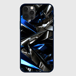 Чехол iPhone 12 Pro Max Синие и серебряные вставки абстракции