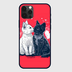 Чехол для iPhone 12 Pro Max Белая и черная кошечка 14 февраля, цвет: 3D-черный