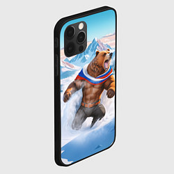 Чехол для iPhone 12 Pro Max Медведь с триколором, цвет: 3D-черный — фото 2