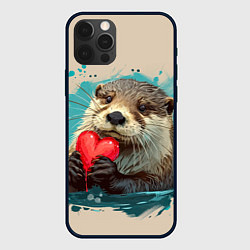 Чехол для iPhone 12 Pro Max Выдра с сердечком, цвет: 3D-черный