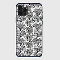 Чехол для iPhone 12 Pro Max Сердце из дудлов паттерн, цвет: 3D-черный