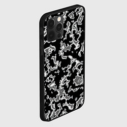 Чехол для iPhone 12 Pro Max Капли жидкого металла - камуфляж на чёрном, цвет: 3D-черный — фото 2