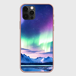 Чехол для iPhone 12 Pro Max Северное сияние на природе ai art, цвет: 3D-светло-розовый