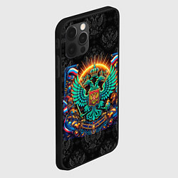 Чехол для iPhone 12 Pro Max Абстрактные герб России, цвет: 3D-черный — фото 2