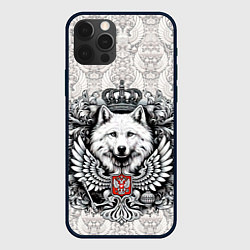 Чехол для iPhone 12 Pro Max Волк белый герб России, цвет: 3D-черный