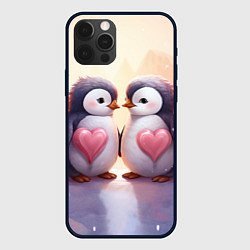 Чехол для iPhone 12 Pro Max Два влюбленных пингвина, цвет: 3D-черный