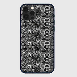 Чехол для iPhone 12 Pro Max Черно-белый абстрактный узор круги, цвет: 3D-черный